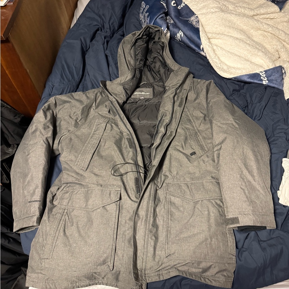 Eddie Bauer Men's Hooded Puffer Coat - Gray